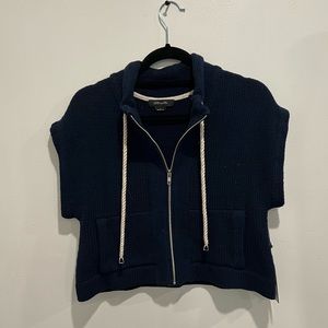 NWT Christopher Fisher Zip Up Navy Sweater L